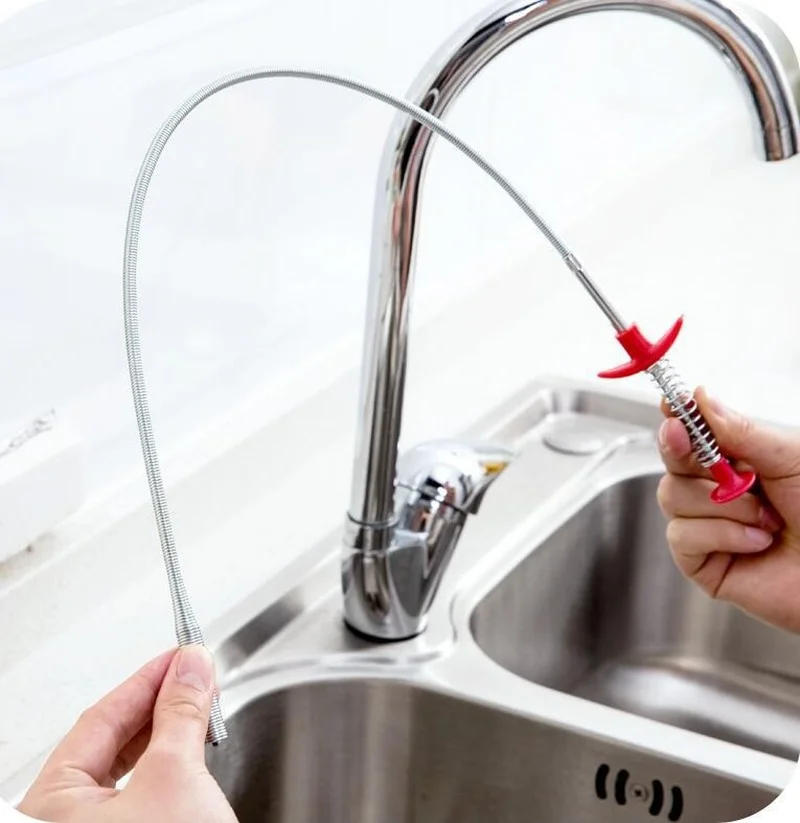 Description Picture 4 of item60cm Drain Cleaner Plumbers Snake Spring Pipe Unblocker Tool Dredge Tools Sink Sewer Toilet Cleaner Bathroom Accessories