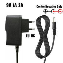 Power Supply Negative 9V 1A 2A DC Adapter for Casio Piano Keyboard Guitar Effects Pedal Boss Zoom Dunlop Ditto Electro Harmonix
