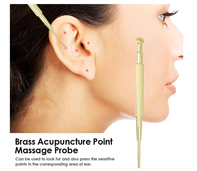 Description Picture 4 of item1 Pc Retractable Acupuncture Point Probe Ear Massage Brass Pen Ear Reflex Zone Massage Needle Detection Massage Ear Care Tools