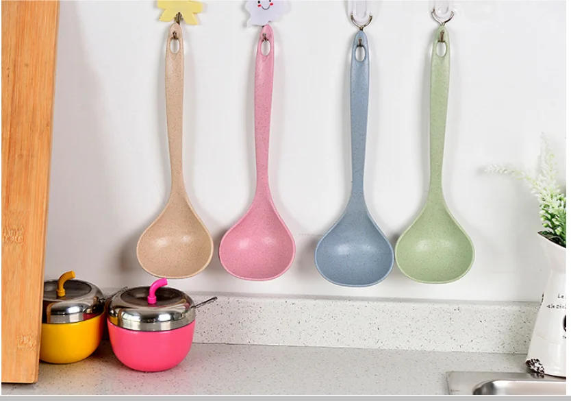 Description Picture 3 of itemFashion Eco-Friendly Wheat Straw Soup Spoon Stalk Spoon Rice Ladle Meal Dinner Scoop Kitchen Supplies Tableware  Serving Spoon