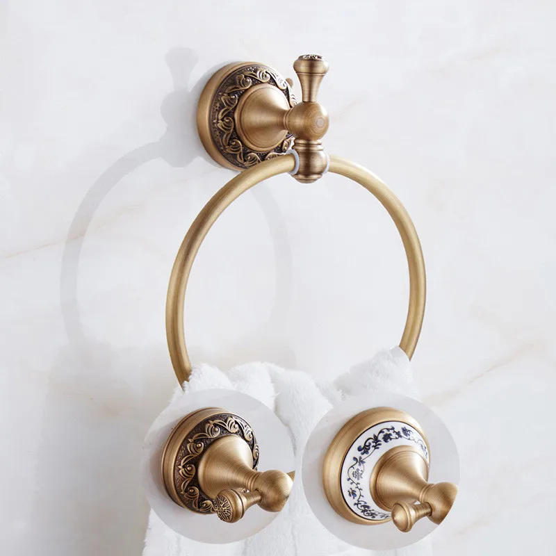 Description Picture 2 of itemRetro European-style simple towel ring all copper towel rack towel pendant towel hanging European-style towel ring bathroom
