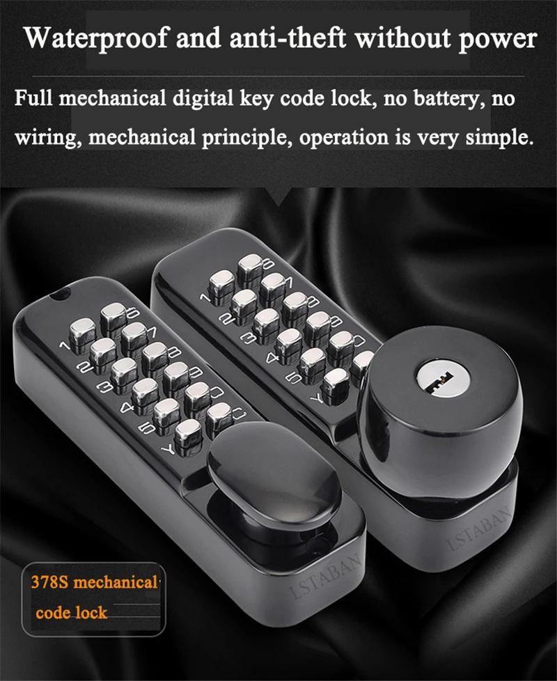 Description Picture 4 of itemLSTABAN Zinc Alloy Double-sided Mechanical Digital Door Lock Without Power Button Password Lock Home Security Furniture Hardware