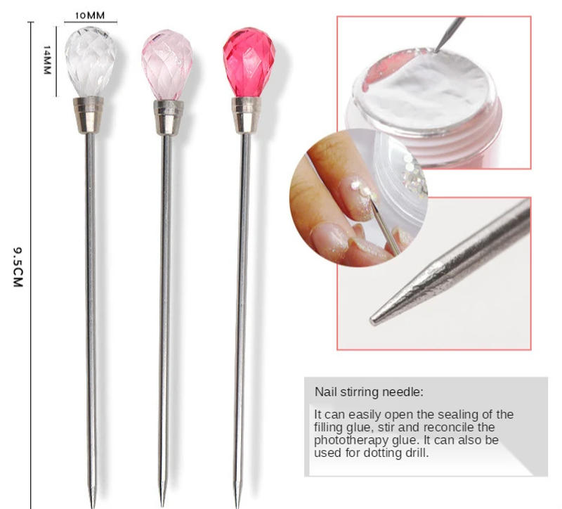 Description Picture 4 of item1pc Stirring Rod Stick Needle Mixing Nail Polish Spoon Tools Acrylic UV Gel Nail Glue Rhinestone Picker Nail Art Dotting Drill