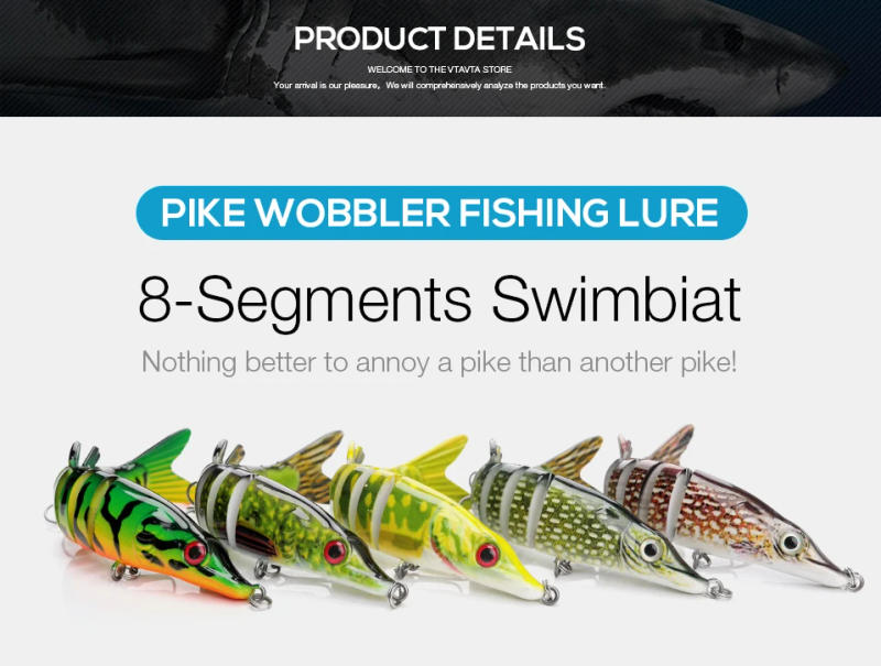 Description Picture 3 of itemTREHOOK 10cm/12.5cm Pike Wobblers for Fishing Artificial Bait Hard Multi Jointed Swimbait Crankbait Lifelike Fishing Lure Tackle