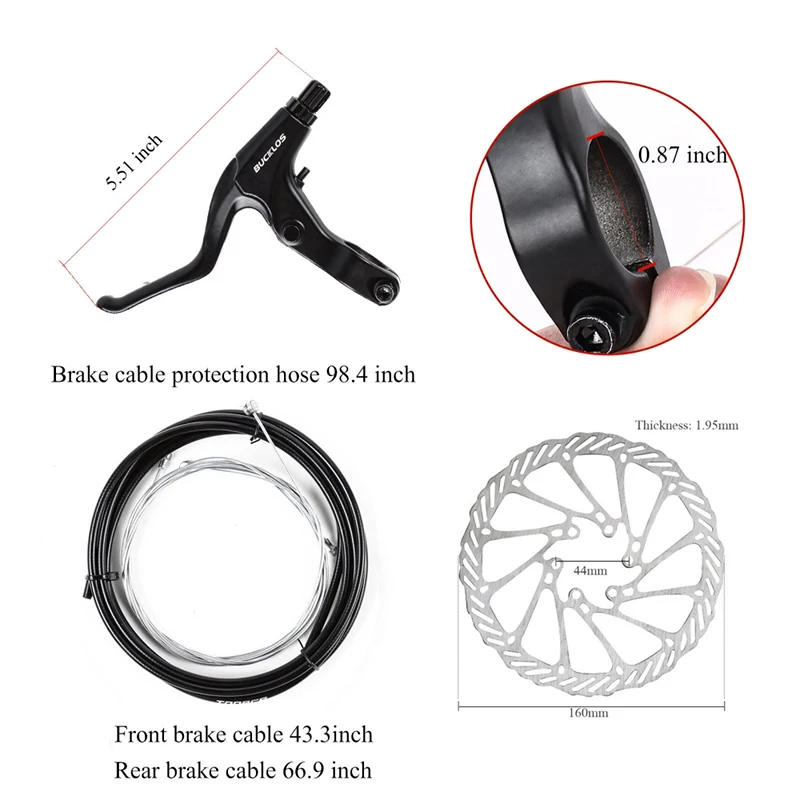 Description Picture 3 of itemBicycle Brake Set Mechanical Brakes Mountain Bike Front Rear kit With 160mm Disc Rotors Built-in Brake Pad Cycling Double Brake