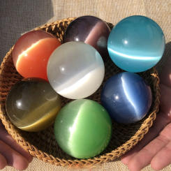 40/50/60MM Beautiful Rare Natural Cat's Eye Stone Balls Quartz Crystal Reiki Healing Sphere Office Home Decor