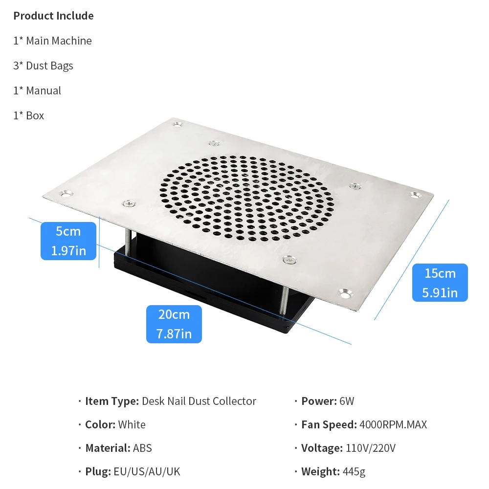 Description Picture 3 of itemBuilt-in Table Desk Nail Dust Suction Vacuum Cleaner Nail Polish Dust Collector Manicure Machine Nail Gel Vacuum Remover Device