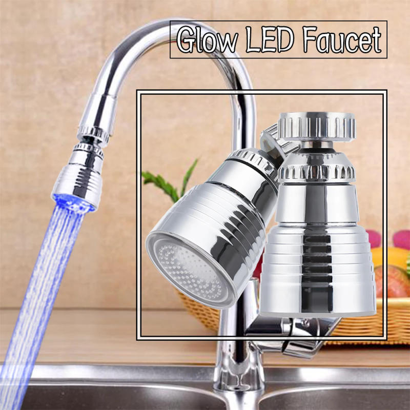 Description Picture 5 of itemLED Temperature Sensitive Light-up Faucet Kitchen Bathroom Glow Water Saving Faucet 360 Rotary Kitchen Faucet Shower Head