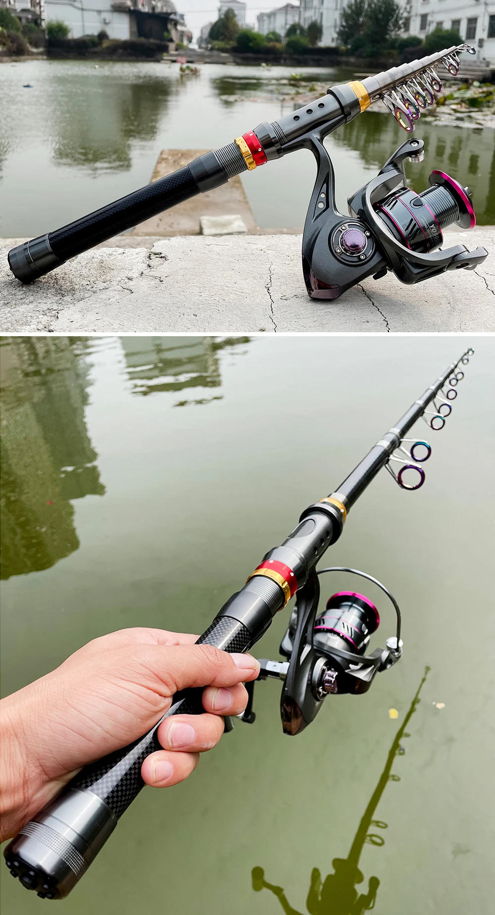 Description Picture 3 of itemGHOTDA New Sea Rod Set Long-range Throwing Rods and Spinning Fishing Reel Combo Durable Carbon Fiber Pole Telescopic 1.8M-3.6M