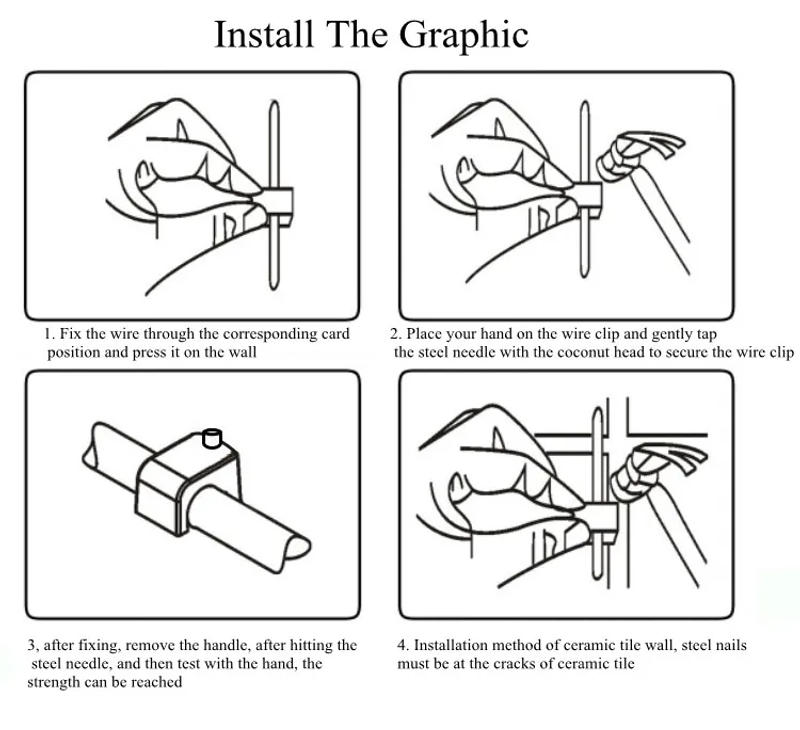 Description Picture 4 of item100Pcs Multipurpose Wall Home Supplies Fixing Cable Clip Mount Square Clamp Office Trough Sub Line Wire Card With Nail