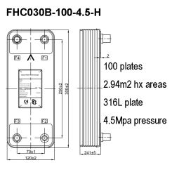 2.94m2 316L Stainless Steel 100 Plates 4.5 Mpa Pressure Brazed Plate Heat Exchanger