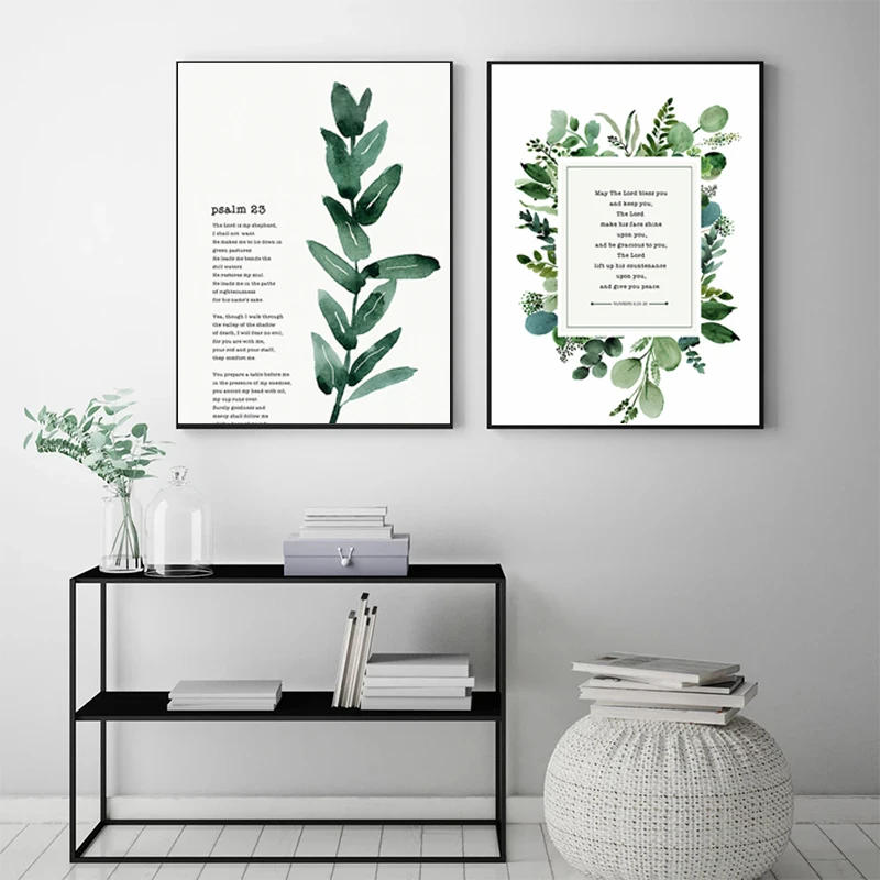Description Picture 5 of itemBotanical Bible Verse Print Scripture Christian Canvas Painting Poster Wall Blessed Quote Pictures for Living Room Home Decor