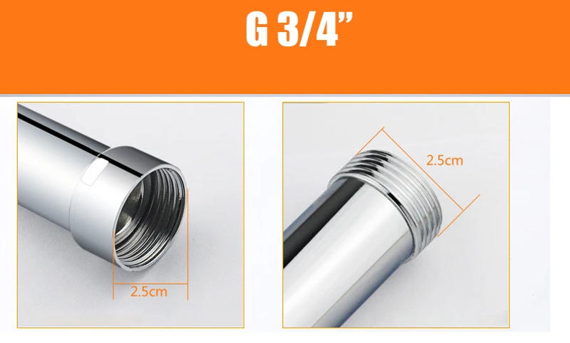 Description Picture 5 of item30CM Round Shower Rod Bathroom Extension Shower Faucet Pipe Wall Mount Bath System Tube Bar Heighten Extra Longer Black Rods