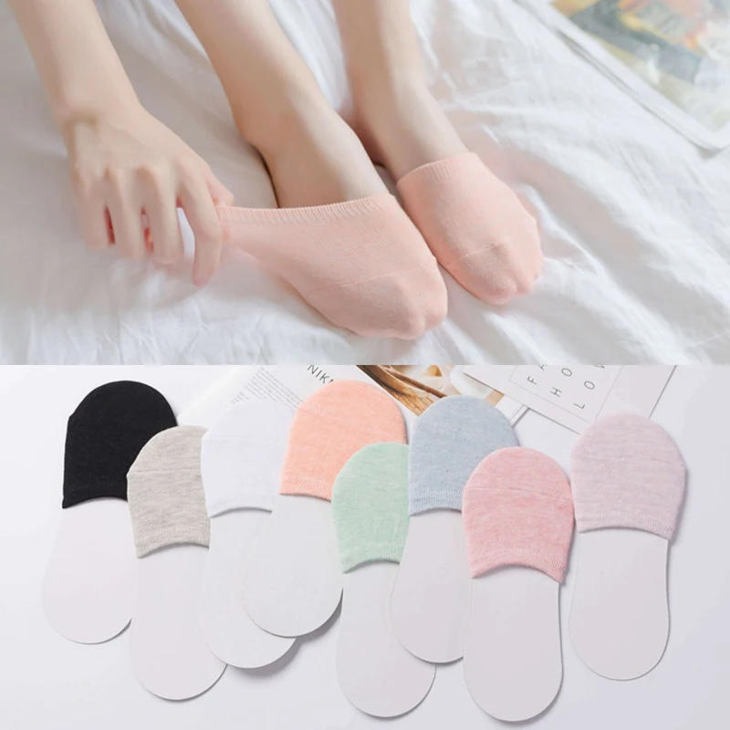 Description Picture 3 of item5 Pairs Forefoot Socks Women's Summer Candy Color Female Half Foot Toe Cover Half Socks Heels Invisible Cotton Breathable Socks