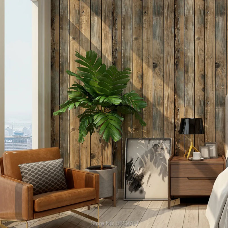 Description Picture 5 of itemRetro Faux Wood Grain Peel And Stick Wallpaper Self-adhesive Wood Plank Wallpaper Roll Removable Vinyl Wall Covering For Restaur