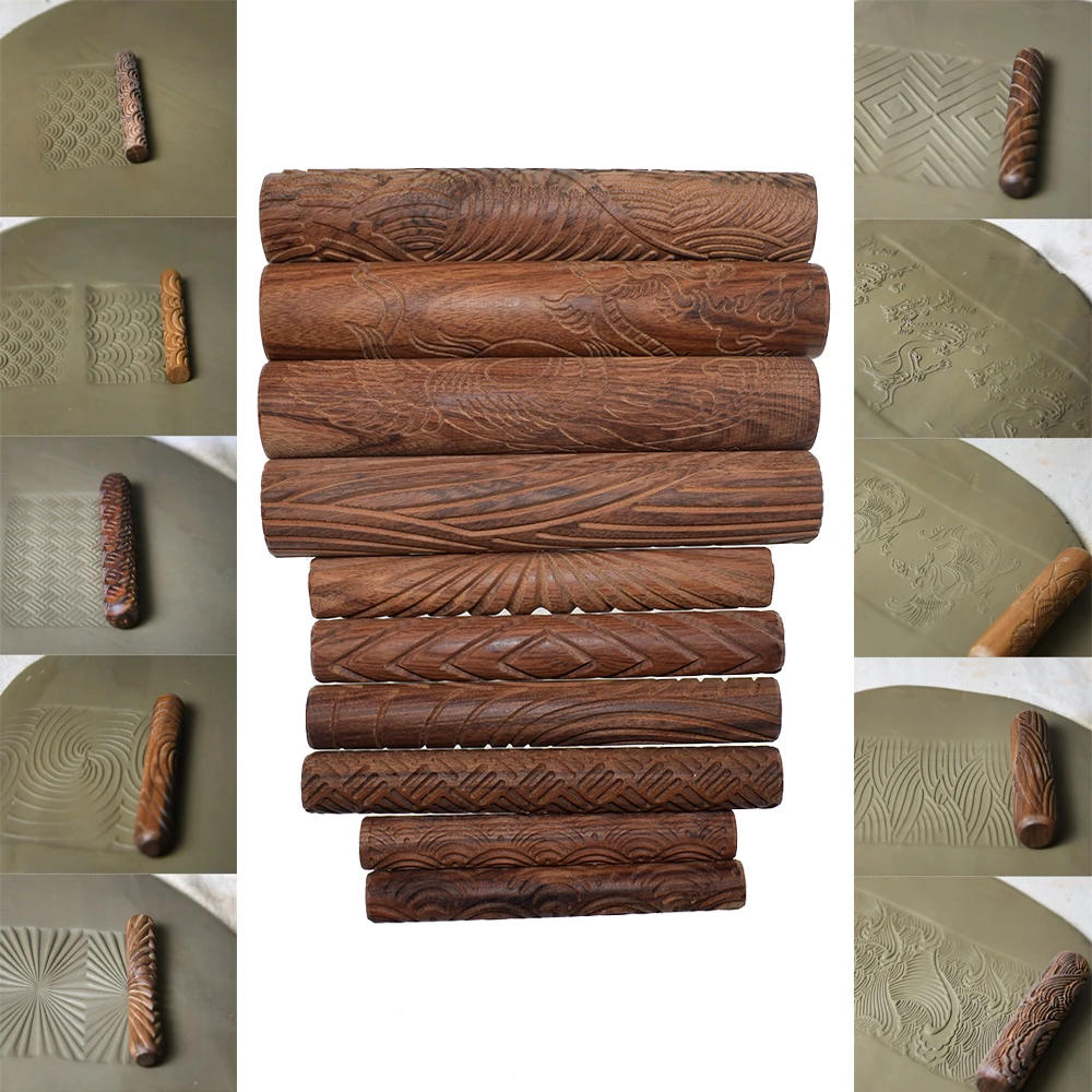 Description Picture 2 of item10pcs Wooden Texture Sticks Pottery & Ceramics Polymer Clay Printing DIY Tools