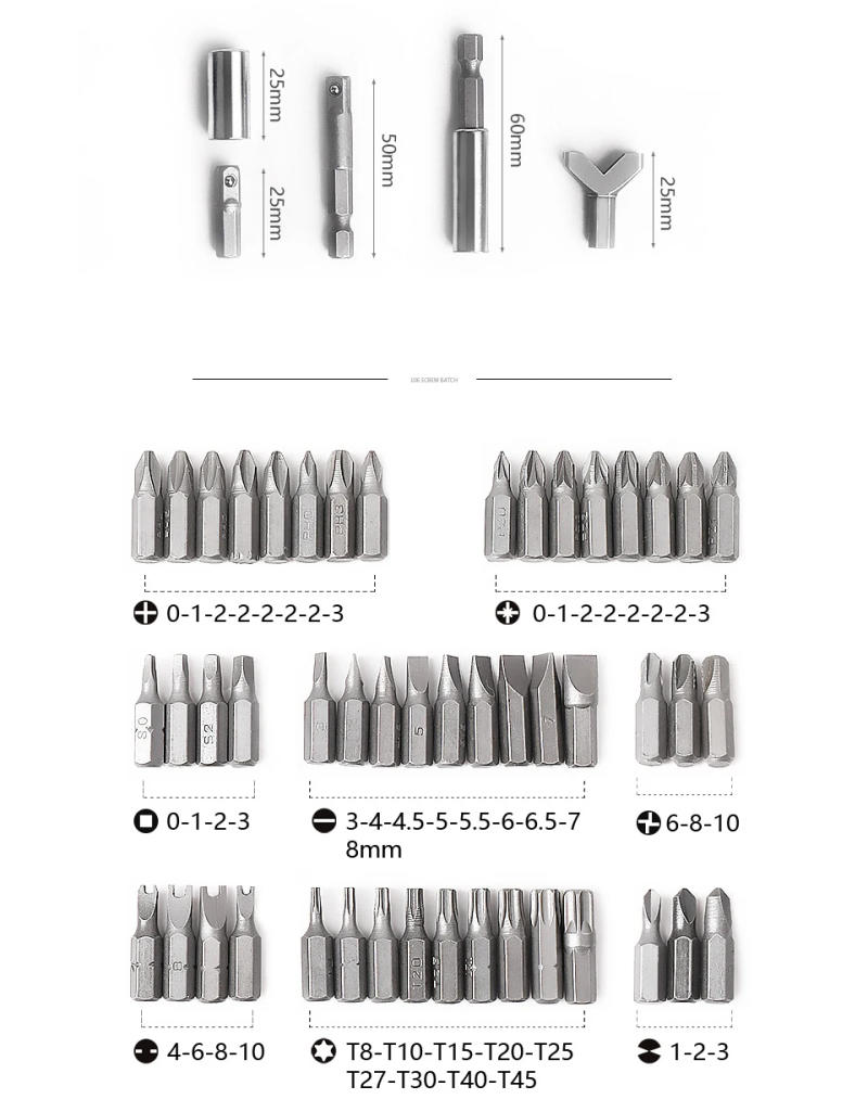 Description Picture 5 of itemPROSTORMER 100pcs Screwdriver Bit Set Security Chrome Vanadium CR-V Steel Hex Key Phillips Slotted Tri-Wing Repair Hand Tool Kit