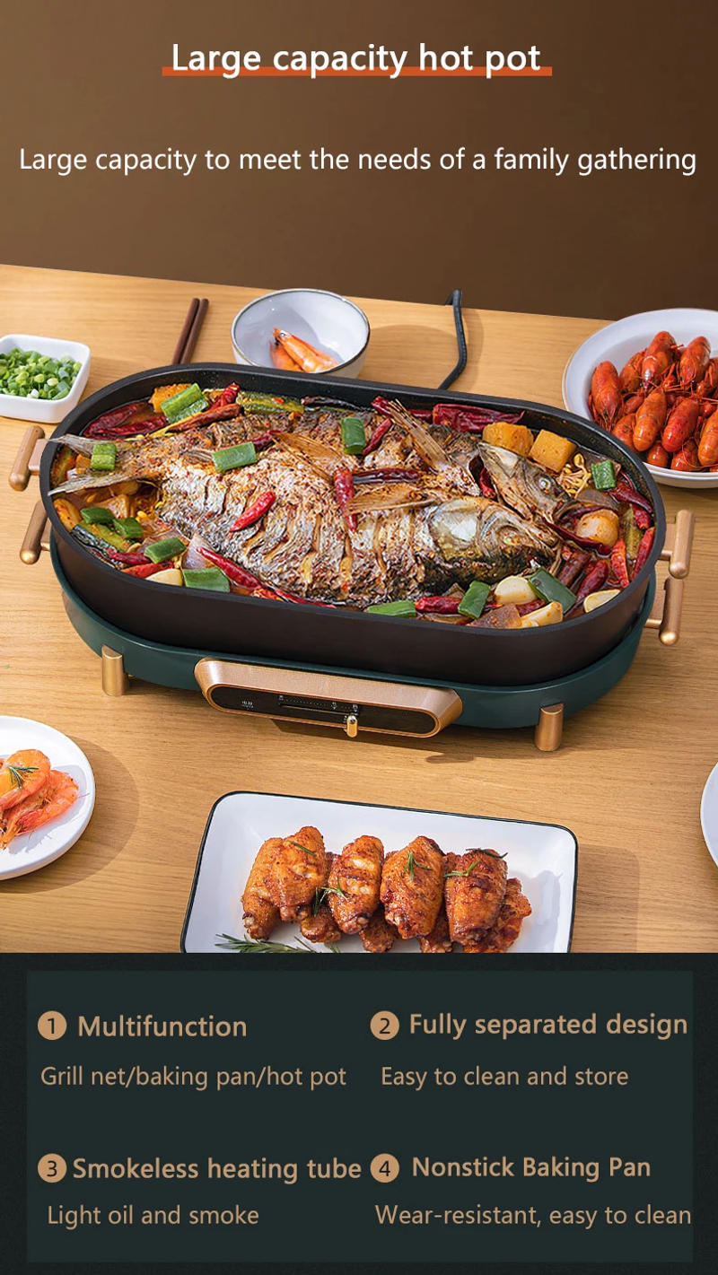 Description Picture 3 of itemDMWD Household Baking Pan Electric Barbecue Grill Hot Pot Stewing Pot Breakfast Machine Mini Skillet Frying Pan 220V