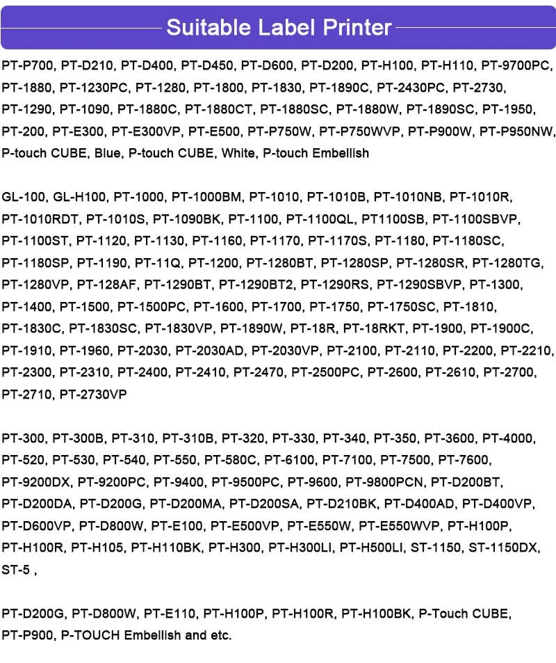 Description Picture 4 of itemKZE 5pcs 24mm S251 Black on white Strong Adhesive laminated Compatible Brother TZE-s651tz-s251 S151 p-touch Label printer