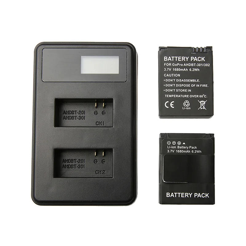 Description Picture 4 of item4pcs AHDBT-301/302 Battery+Double slot LCD Screen Display USB Charger Kit for Gopro hero3 3+ Action camera accessories