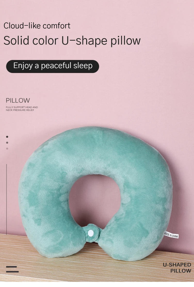 Description Picture 2 of itemNew Cotton Solid Color U-Shaped Pillow Soft Neck Pillows Portable Travel Car Air Flight U-shape Cervical Spine Slept Bedding