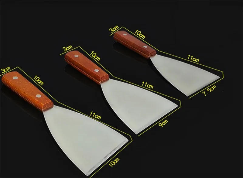 Description Picture 5 of itemKitchen Spatula Wooden Handle Grill Turner Stainless Steel Metal Scrape For Pancake Teppanyaki Hibachi Griddle Cooking Utensil