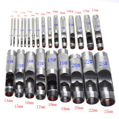 25 Size Pick Leather Tools Leather Punch Leathercraft Hole Craft Set Hollow Puncher Belt Punch 1.0mm-25mm for Clothing Canvas