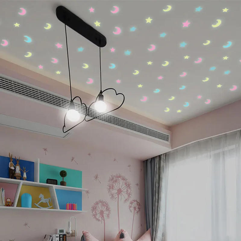 Description Picture 6 of item100Pcs Luminous Mixed Color Star Moon 3D Wall Sticker Kids Baby Rooms Living Room Glow In The Dark Home Decorations Stickers