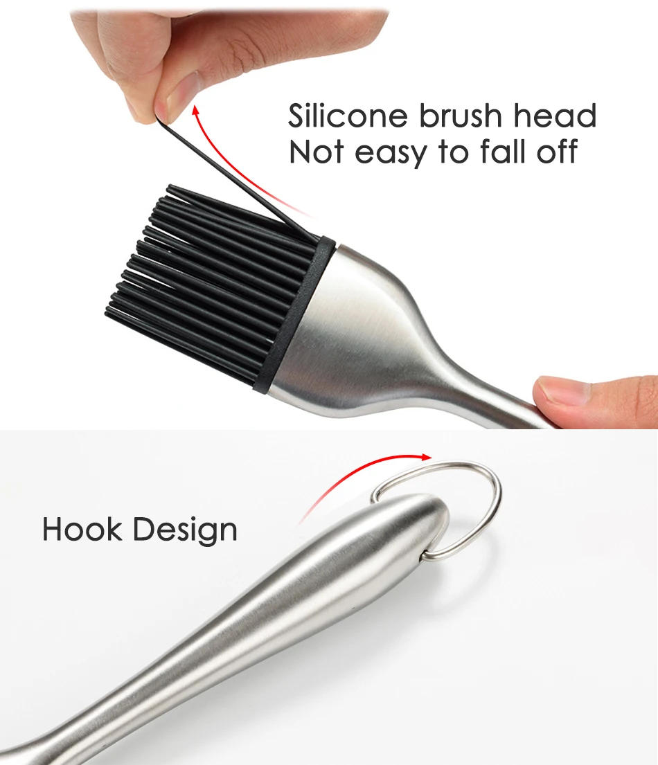 Description Picture 5 of itemSilicone Basting Brush BBQ Grill Oil Sauce Brush Stainless Steel Handle Oil Brushes Butter Bread Brush BBQ Kitchen Accessories