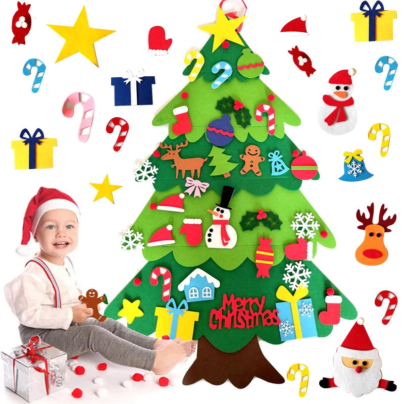 Description Picture 2 of itemDIY Felt Christmas Tree Christmas Decoration for Home Navidad 2022 New Year Christmas Ornaments Santa Claus Xmas Kids Gifts