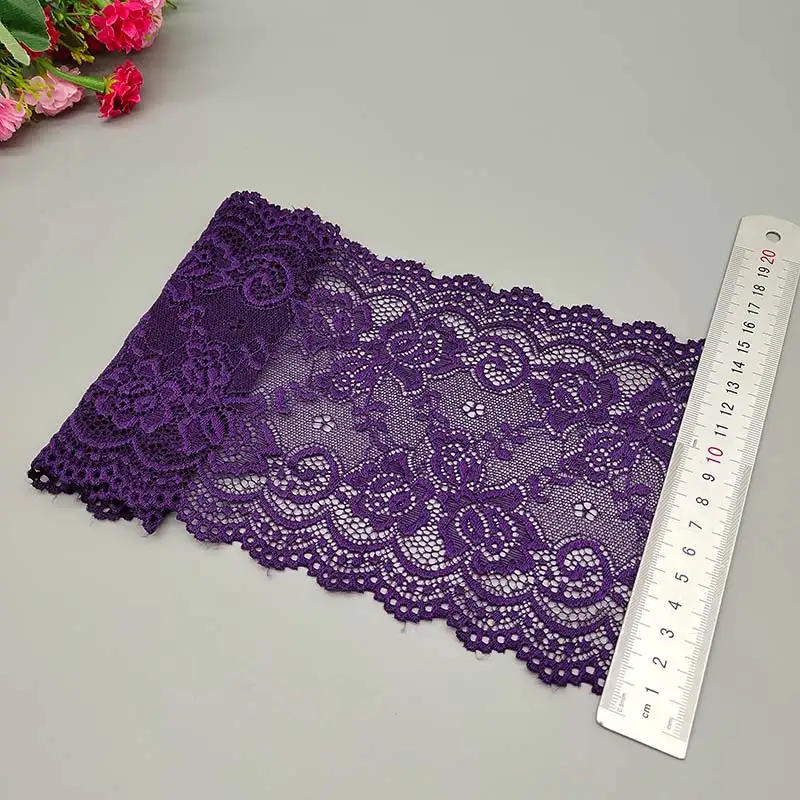 Description Picture 4 of itemNew 1Yard Flower Pattern 15CM Wide Elastic Lace Fabric Ribbon Lace Trim Ribbon Diy Craft Fabric Width African Fabrics Stretch