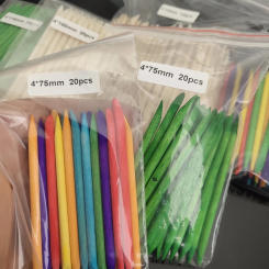 20/100 Wooden Cuticle Pusher Remover Nail Art Design Orange Wood Sticks Rhinestones Dotting Removal Manicure Pedicure Care Tools