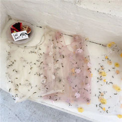 Foldable Reusable Shopping Bag Flower Embroidery Handbag Women Eco Shopping Bag Flower Tote Grocery Storage Bags Portable