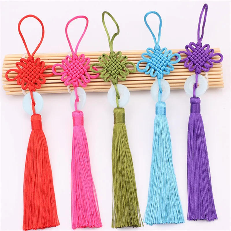 Description Picture 5 of item5Pcs Retro Chinese Knot Imitation Jade Tassels Fringe DIY Craft Knit Trim Jewelry Sachet Curtain Car Hang Gift Decor Accessories