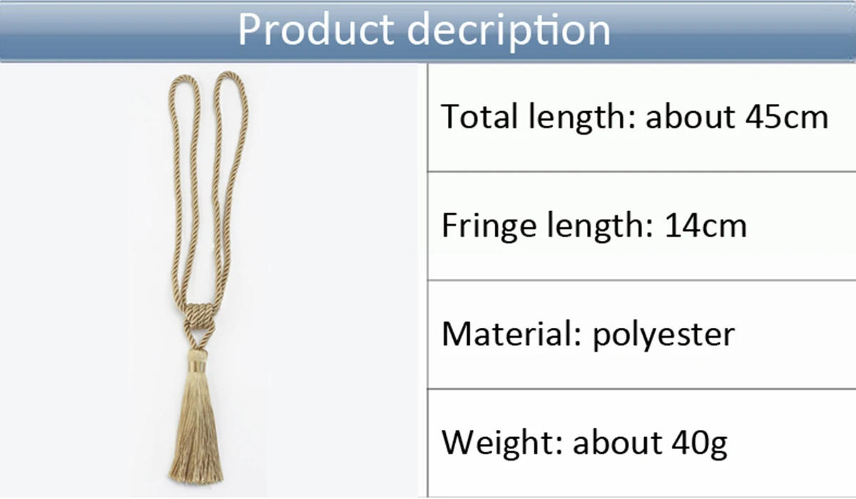 Description Picture 3 of item2Pcs Tassel Curtains Tieback Holder Buckle Rope Tie Back Home Decoration Accessories Modern Room Decor Curtain Holdbacks