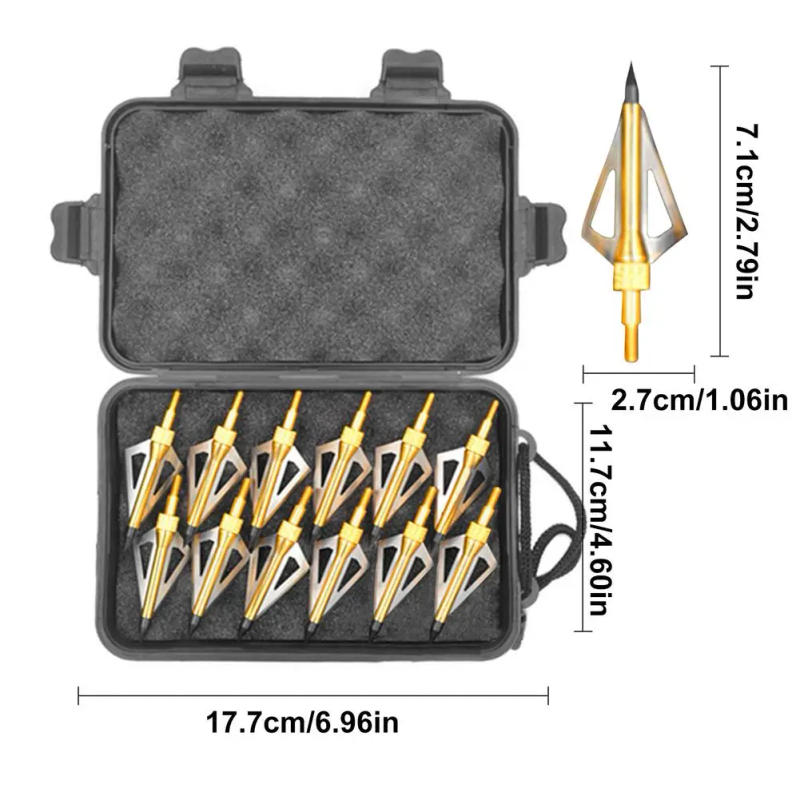 Description Picture 5 of itemBroadheads 12pcs Points Tips For Carbon Arrows Arrowheads With Storage Case For Compound Bow Longbow Outdoor Hunting