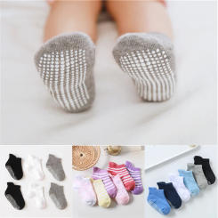 6 Pairs/lot 0 to 5 Years Anti-slip Non Skid Ankle Socks With Grips For Baby Toddler Kids Boys Girls All Seasons Cotton Socks