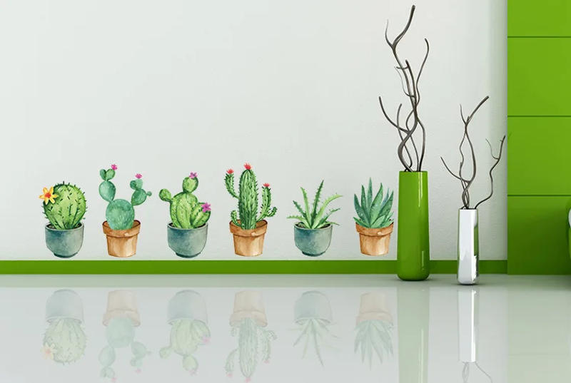 Description Picture 5 of itemGreen Garden Plant Cactus Potted Flower Pot Set 3D DIY Wall Decals/Adhesive Family Wall Sticker Mural Art Bathroom stairs Decor