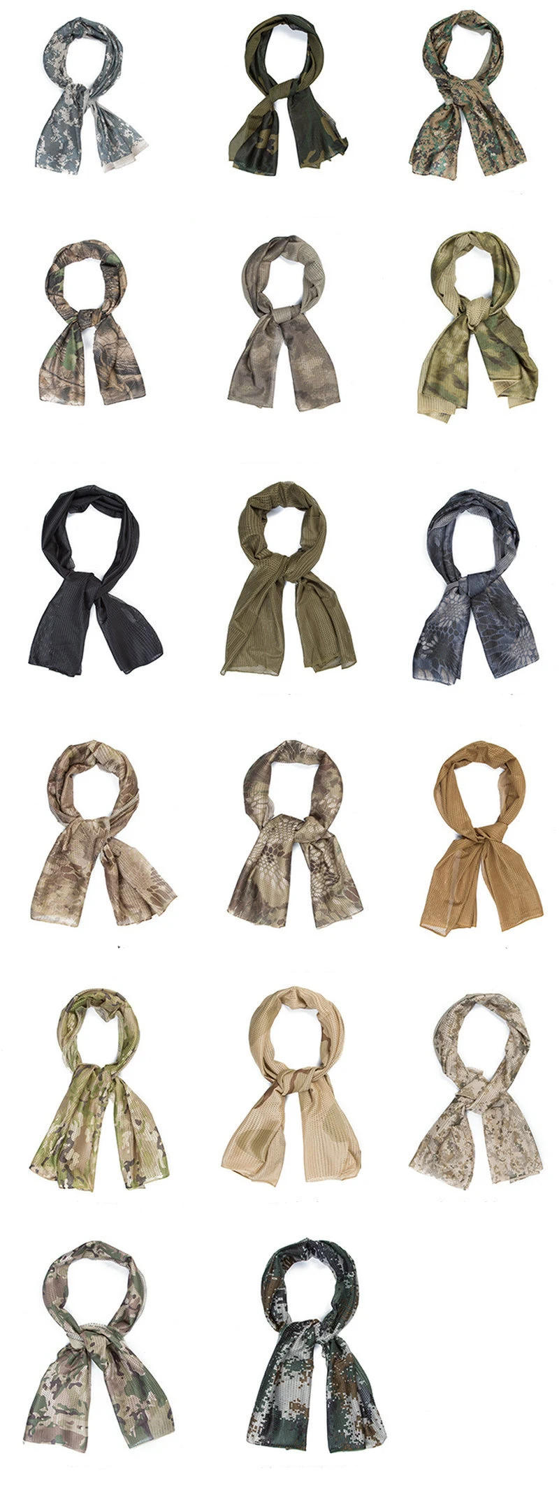 Description Picture 5 of itemCamouflage Mesh Scarf Outdoor Jungle Muffler Breathable Headband Tactical Outdoor Climbing Sport Accessories Hot Scraf New Camo