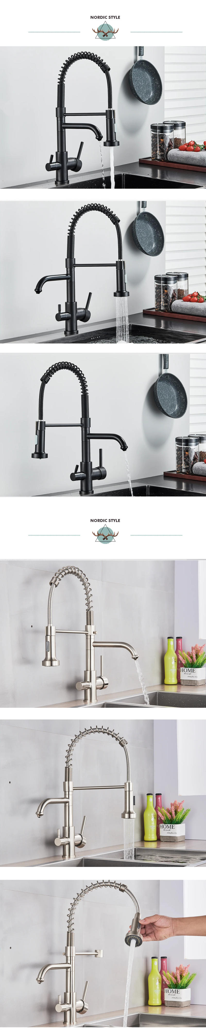 Description Picture 2 of itemMatte Black Kitchen Filtered Faucet Water Tap Purifier Faucet Dual Sprayer Drinking Water Tap 360 Rotation Purification Mixer