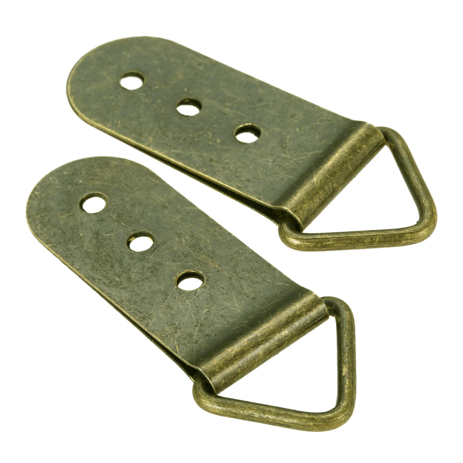 Description Picture 3 of item10Pcs 64*27mm Triangle D-Ring Mirrors Hanging Picture Oil Painting Mirror Frame Hooks Hangers With Screws Bronze 3 Holes