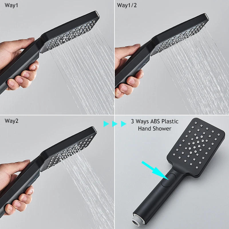 Description Picture 6 of itemMatte Black 4 Functions Display Screen Shower Faucet Bathroom Rotate Bath Tub Bidet Shower Push Button Rainfall Head Mixer Tap