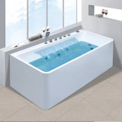 1700mm Whirlpool Waterfall Bathtub Acrylic Hydromassage Surfing Colourful LED Lights Tub NS1107-1