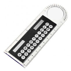 Mini Solar Transparent Ruler Calculator with Magnifier Student School Supplies Transparent Display Solar Powered Ruler Shape