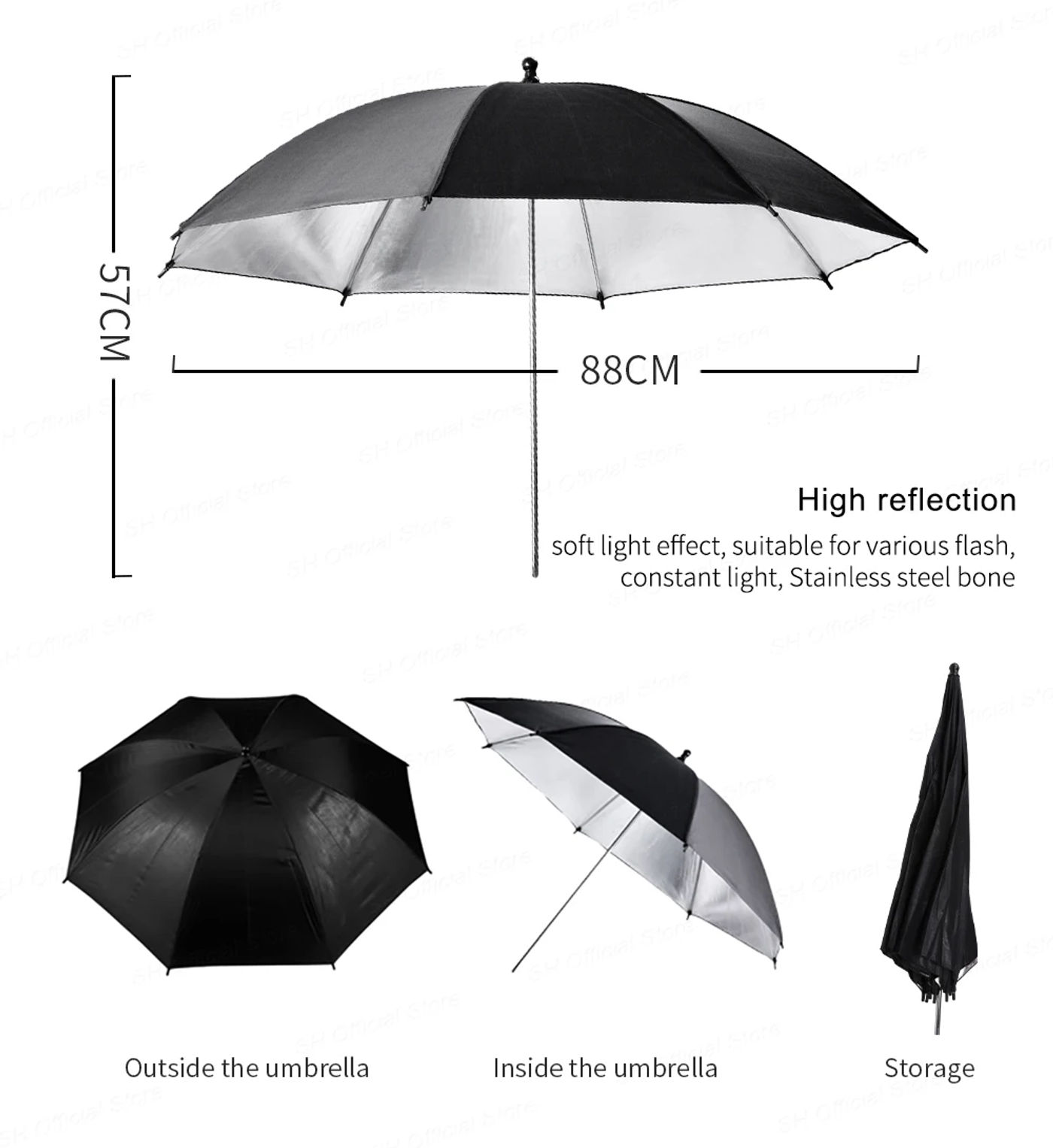Description Picture 5 of itemPhotography Lighting Kit 2.6x3M Photo Background Muslin Backdrops & Softbox & Umbrella & Reflector& Light Stand For Photo Studio