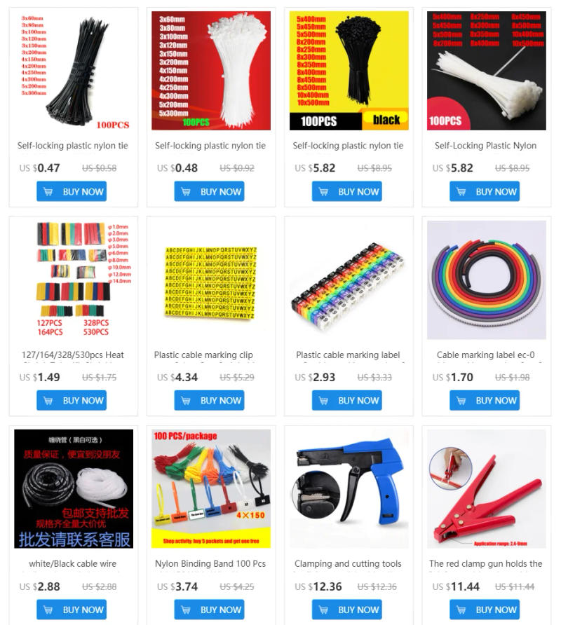 Description Picture 2 of item100PC self-locking nylon cord with black and white cord tie wire harness cord with flame retardant plastic tape 4*200mm