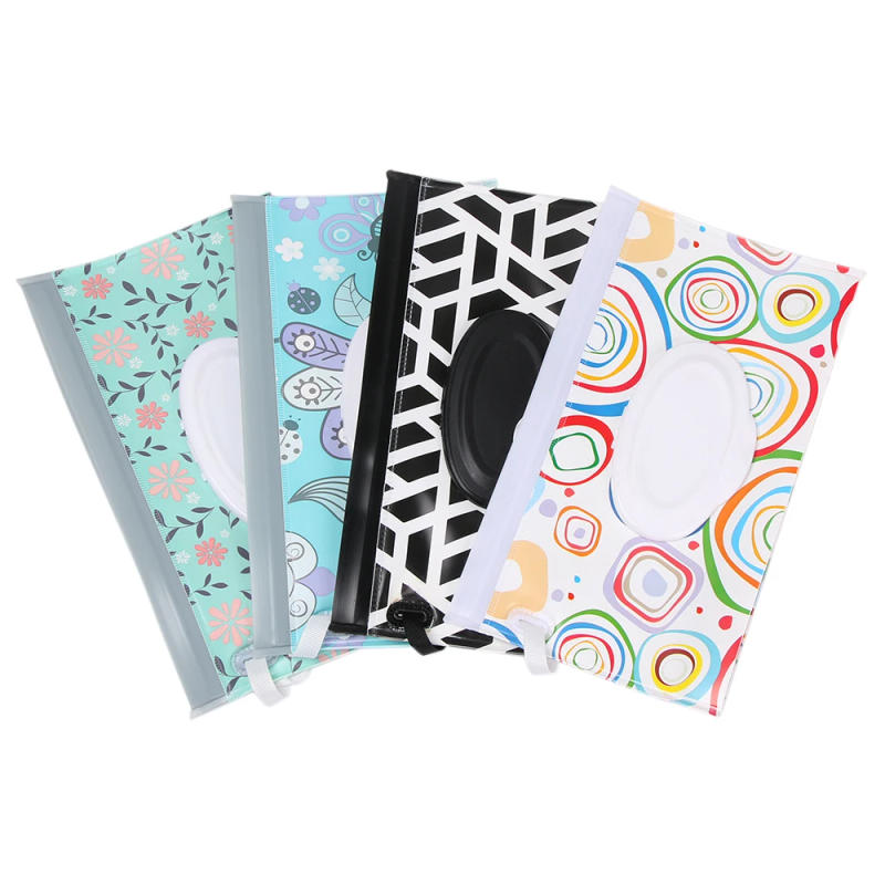 Description Picture 6 of item1PC Wet Wipes Bag Portable Flip Cover Snap-Strap Cosmetic Pouch Cute Baby Tissue Box Outdoor Cute Stroller Carrying Case Acces