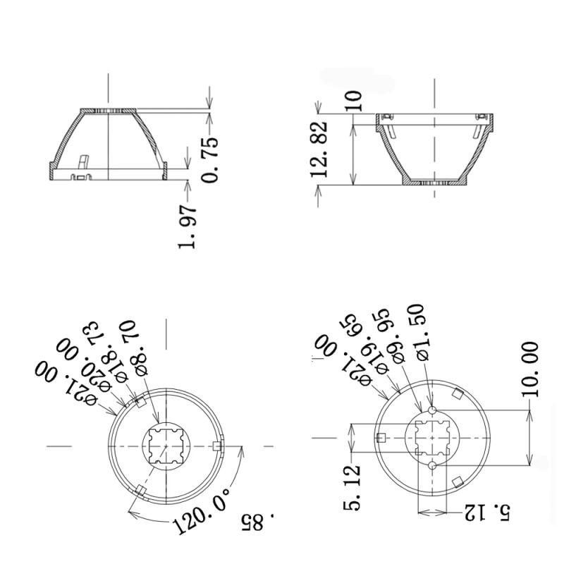 Description Picture 5 of item10pcs XLM XML2 XPH50 LED 5050 Focus Lenses With White Holder21mm*13mm 8 25 30 45 60 90 Degree 5050 LED Lens Reflector Collimator