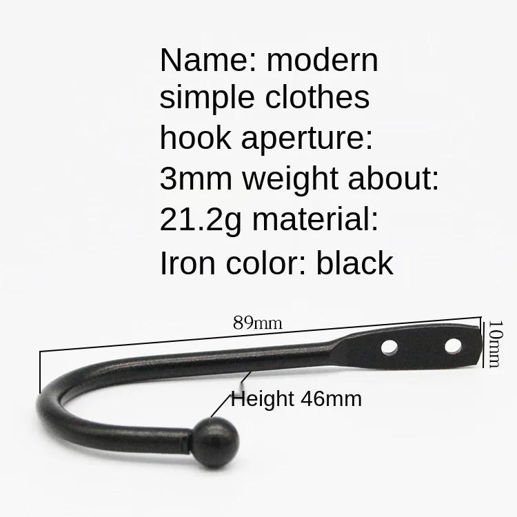 Description Picture 6 of item10 Pack Coat Hanger Wall Hooks with Screws Alloy Hanging Single Hook Bathroom Accessories Set Black Color Clothes Door Hooks