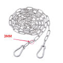 1-3M 304 Stainless Steel Chain Long Link Chain Dog Lead Leash Pet Drag Binding Hanging Clothesline With Two Snap Hooks Hardware